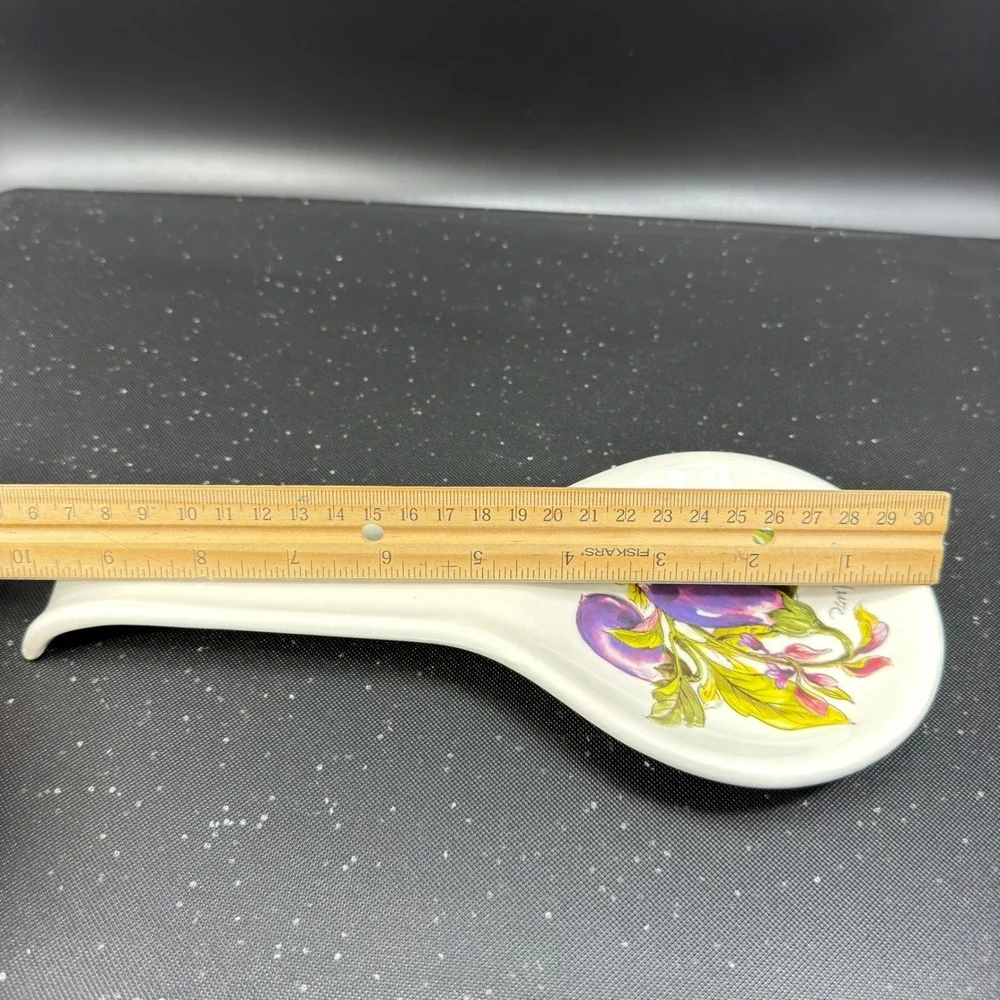 Effetti Home Handmade in Italy Ceramic Spoon Rest Le Verdure Eggplant Botanical‎